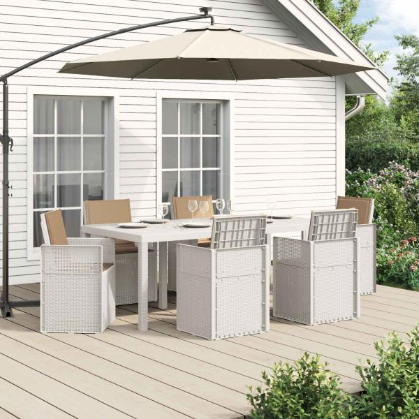 ARDEBO.de - Garten Essgruppe 7 Stk. Weiß und Taupe PP