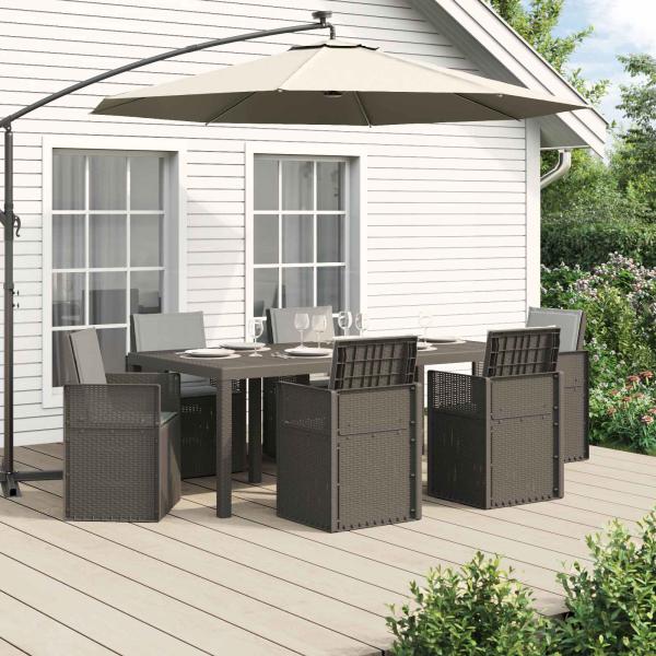 ARDEBO.de - Garten Essgruppe 7 Stk. Hellgrau PP