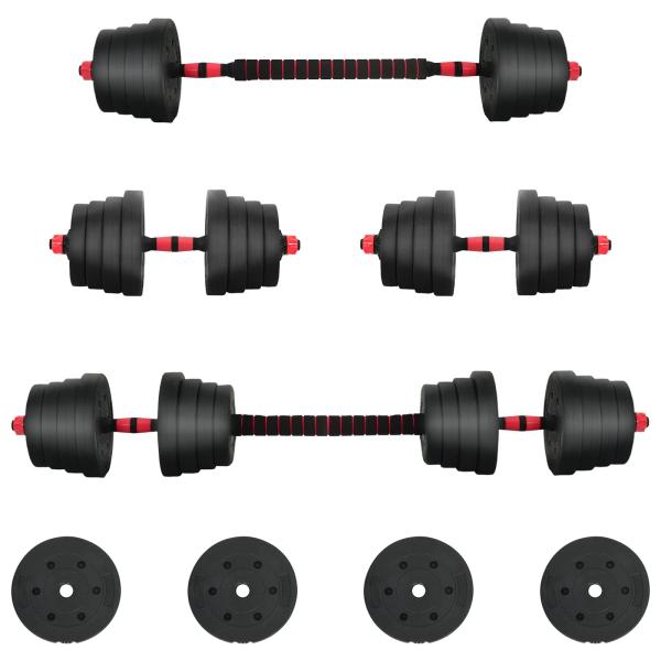 2-in-1 Hantelset 40 kg Schwarz und Rot Zement und Eisensand