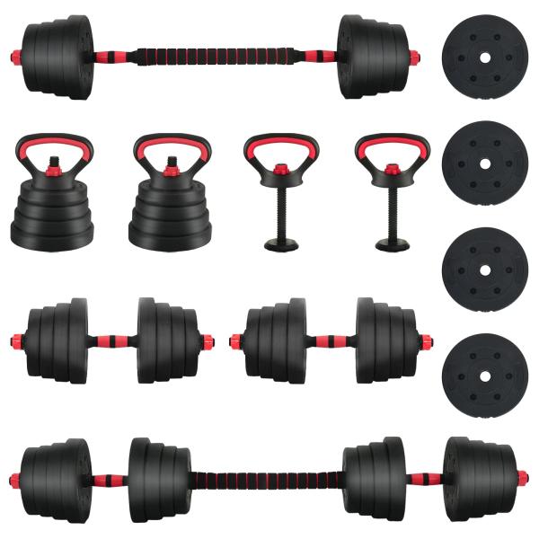 4-in-1 Hantelset 40 kg Schwarz und Rot Zement und Eisensand
