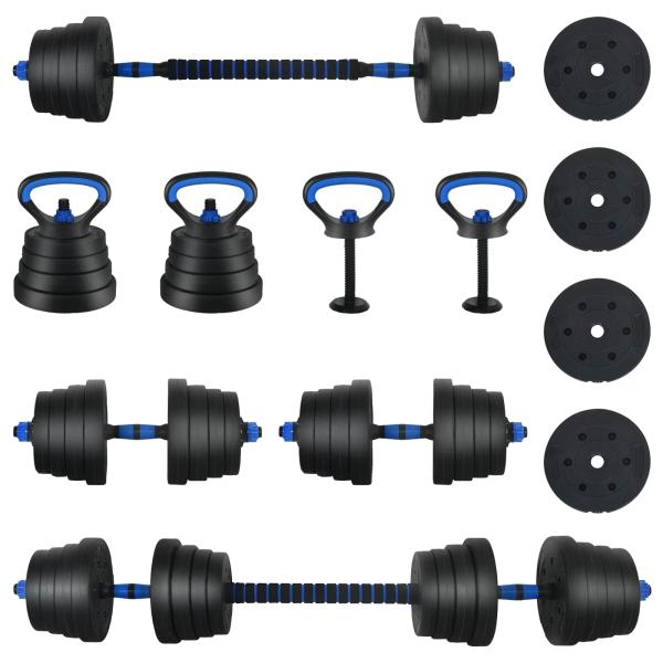 4-in-1 Hantelset 40 kg Schwarz und Blau Zement und Eisensand