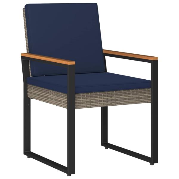 Gartenmöbel Set 3 stk. Grau und Marineblau Poly-Rattan