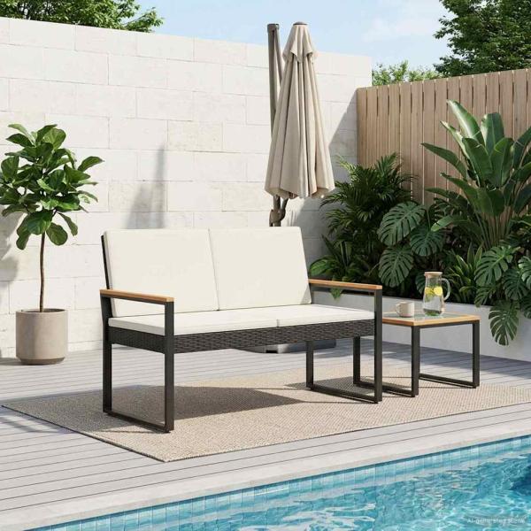 ARDEBO.de - Bank Outdoor 2 -Seater 107 x 61 x 80 cm Poly-Rattan Rechteckig