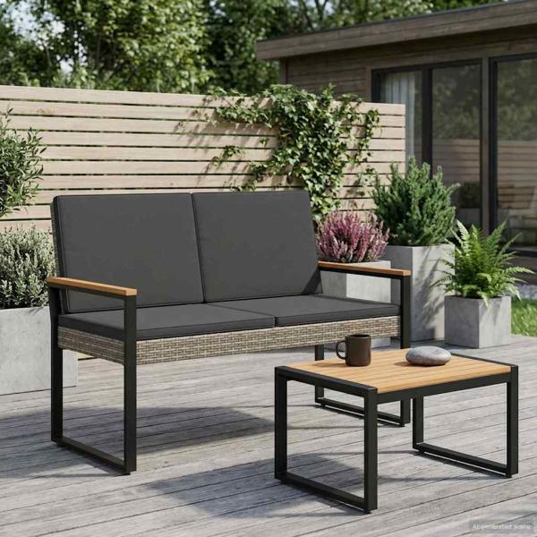ARDEBO.de - Bank Outdoor 2 -Seater 107 x 61 x 80 cm Poly-Rattan Rechteckig
