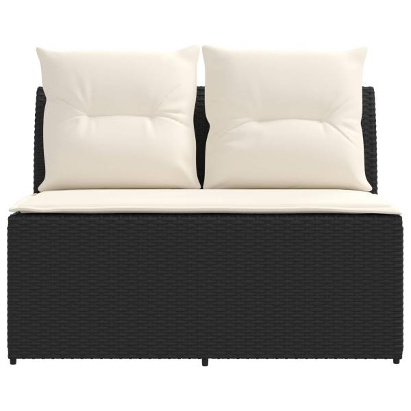 2 Stück Garten Mittel Sofa Mit Hochklapptisch Poly-Rattan