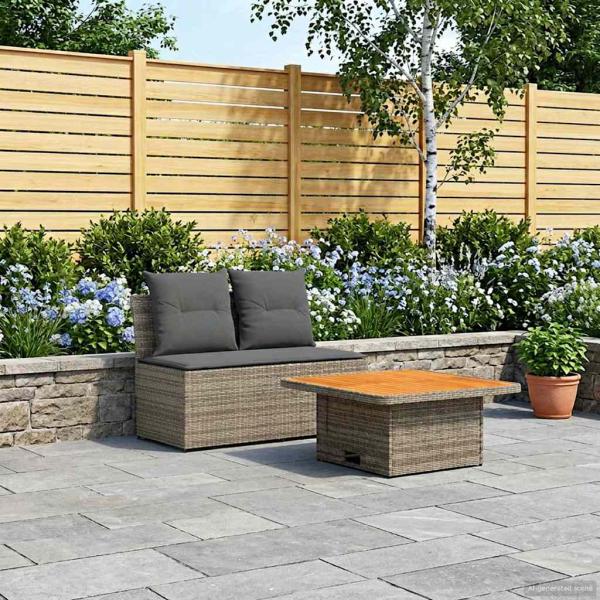 ARDEBO.de - 2 Stück Garten Mittel Sofa Mit Hochklapptisch Poly-Rattan