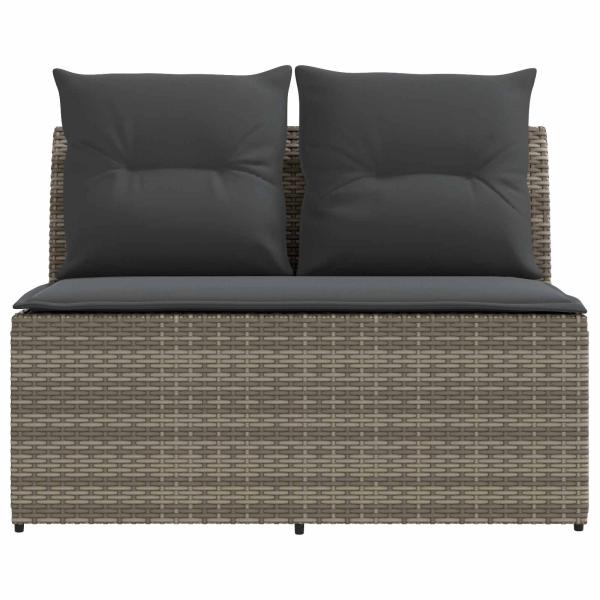 2 Stück Garten Mittel Sofa Mit Hochklapptisch Poly-Rattan