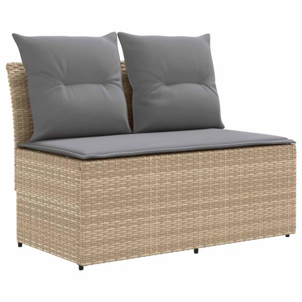 2 Stück Garten Mittel Sofa Mit Hochklapptisch Poly-Rattan