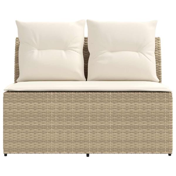 2 Stück Garten Mittel Sofa Mit Hochklapptisch Poly-Rattan