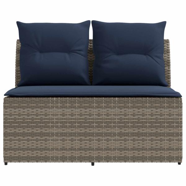 2 Stück Garten Mittel Sofa Mit Hochklapptisch Poly-Rattan