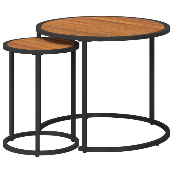 Kaffeetisch Set 2 stk. Natürlich und Schwarz 55 x 55 x 45 cm