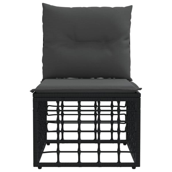 Modulares Outdoor-Sofa ohne Armlehnen Schwarz Poly-Rattan