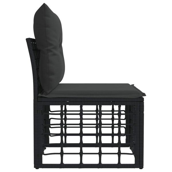 Modulares Outdoor-Sofa ohne Armlehnen Schwarz Poly-Rattan