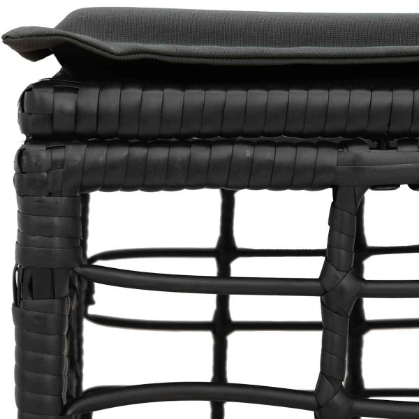 Garten-Fußhocker Schwarz Poly-Rattan