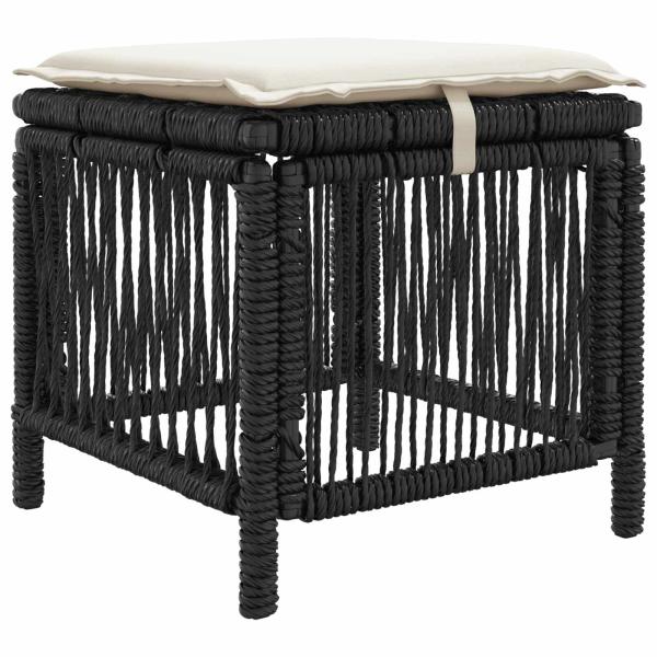Garten Essgruppe 3 stk. Schwarz und Creme Poly-Rattan
