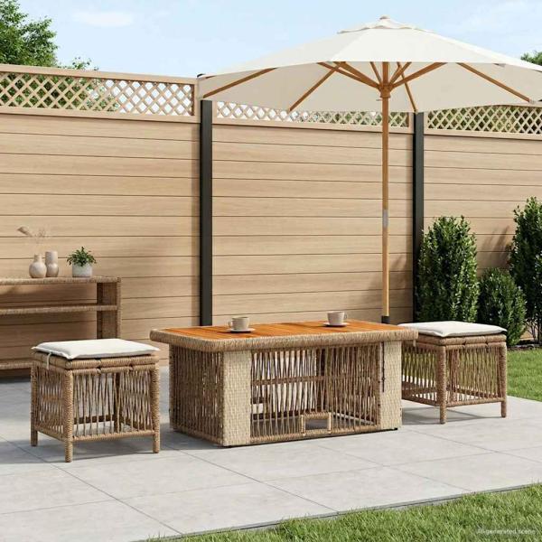 ARDEBO.de - Garten Essgruppe 4 stk. Beige und Creme Poly-Rattan