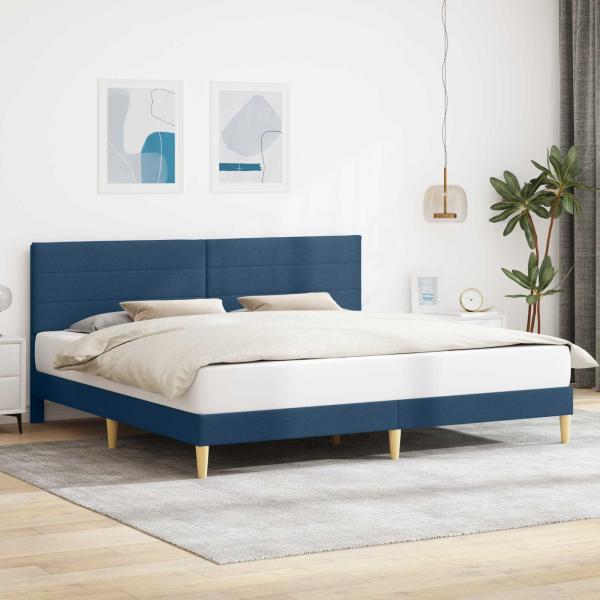 ARDEBO.de - Bettrahmen mit Kopfteil Blau 200 x 200 cm Stoff