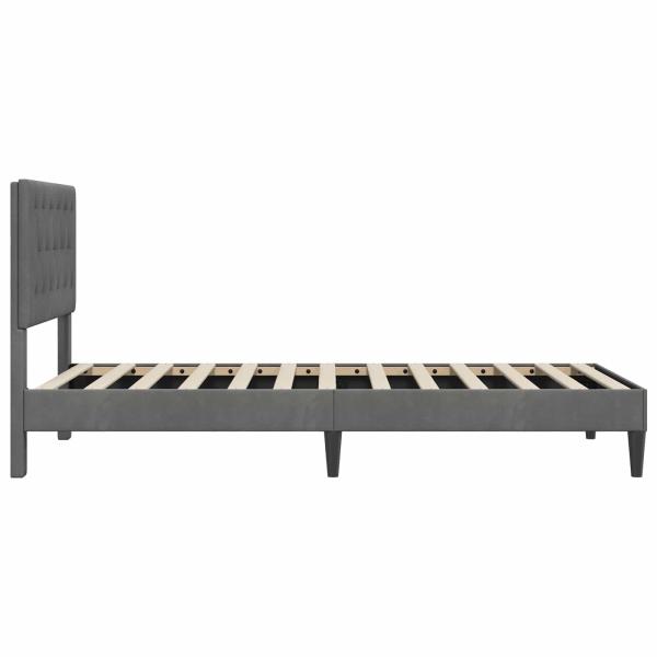 Bettrahmen mit Kopfteil Dunkelgrau 90 x 200 cm Samt