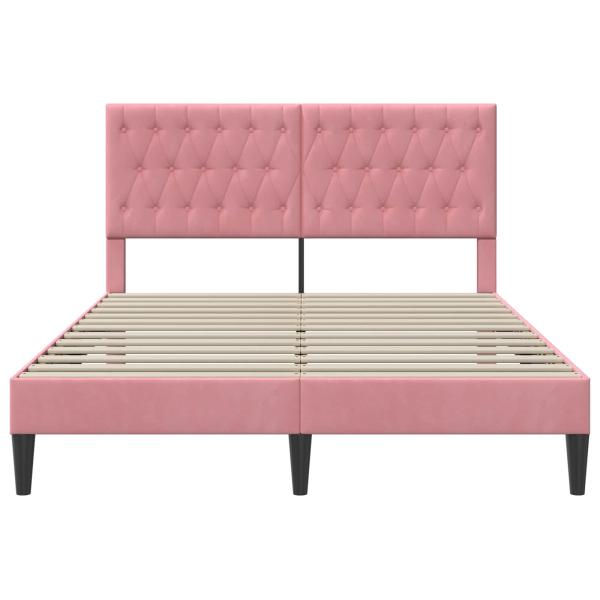 Bettrahmen mit Kopfteil Rosa 140 x 190 cm Samt