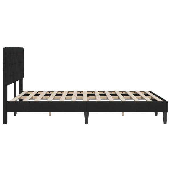 Bettrahmen mit Kopfteil Schwarz 160 x 200 cm Samt