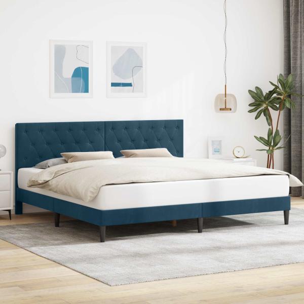 ARDEBO.de - Bettrahmen mit Kopfteil Blau 180 x 200 cm Samt