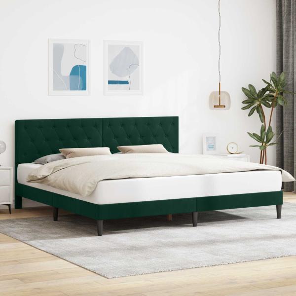 ARDEBO.de - Bettrahmen mit Kopfteil Dunkelgrün 200 x 200 cm Samt