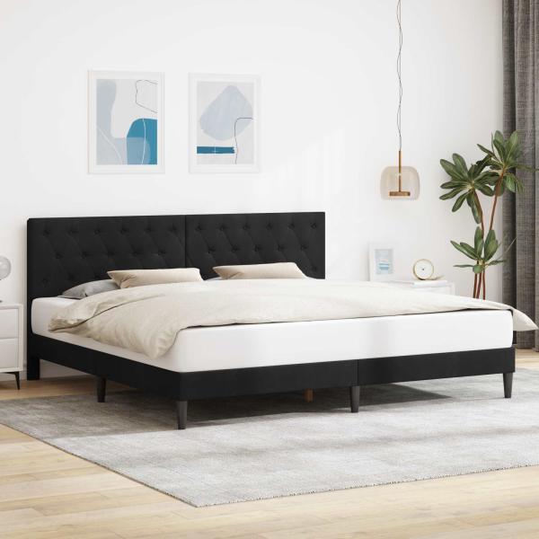 ARDEBO.de - Bettrahmen mit Kopfteil Schwarz 200 x 200 cm Samt