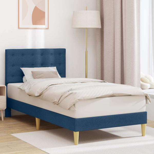 ARDEBO.de - Bettrahmen mit Kopfteil Blau 80 x 200 cm Stoff