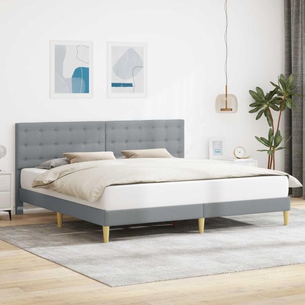 ARDEBO.de - Bettrahmen mit Kopfteil Hellgrau 180 x 200 cm Stoff