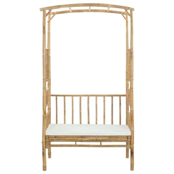 Gartenbogen mit Sitzbank Cremeweiß 115 x 50 x 205 cm Bambus