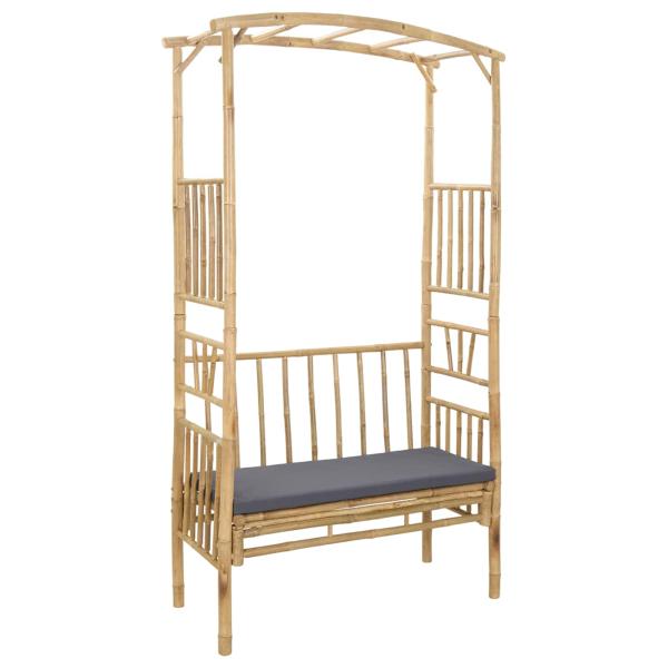 Gartenbogen mit Sitzbank Dunkelgrau 115 x 50 x 205 cm Bambus