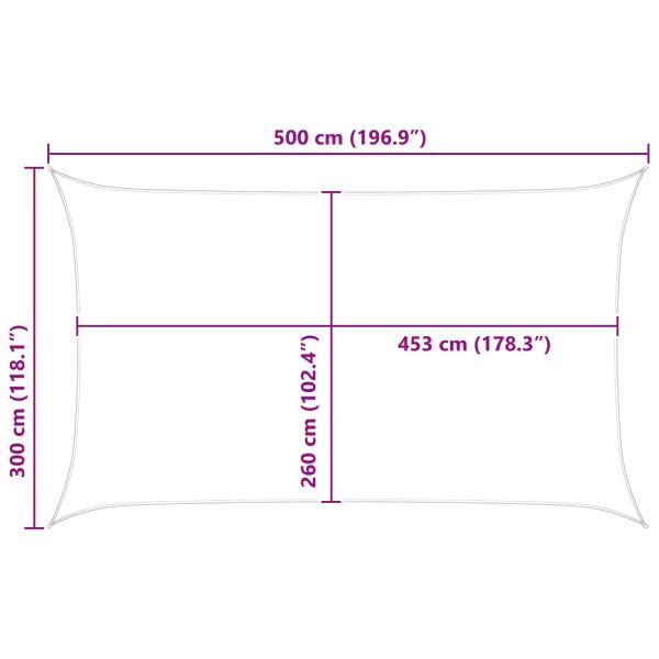 Sonnensegel Hellgrau und Weiß 5 x 3 m 100 % Polyester Oxford