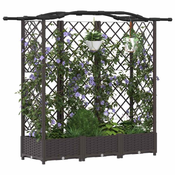 Hochbeet mit Rankgitter und Dach Braun 163 x 40 x 123 cm PP