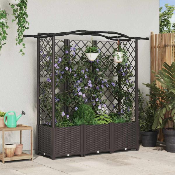 ARDEBO.de - Hochbeet mit Rankgitter und Dach Braun 163 x 40 x 138 cm PP