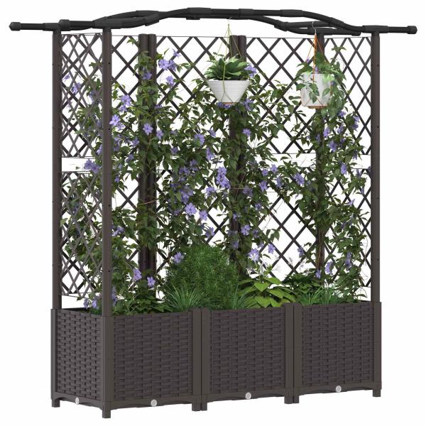 Hochbeet mit Rankgitter und Dach Braun 163 x 40 x 138 cm PP