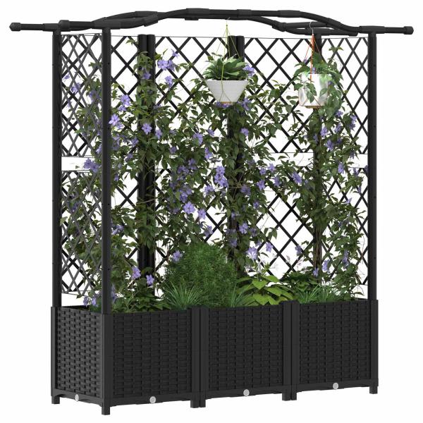 Hochbeet mit Rankgitter und Dach Schwarz 163 x 40 x 138 cm PP
