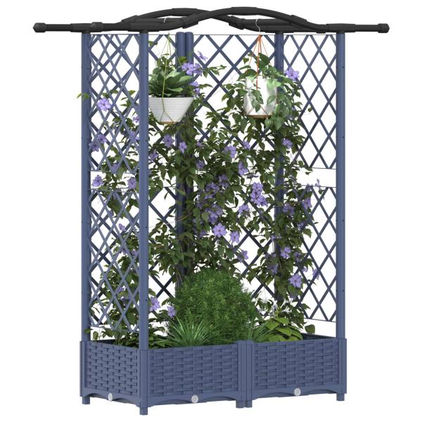 Hochbeet mit Rankgitter und Dach Grau 124 x 40 x 123 cm PP