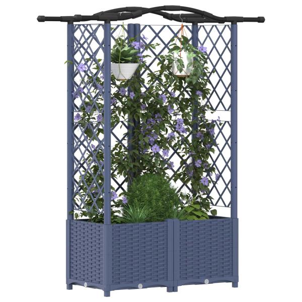 Hochbeet mit Rankgitter und Dach Grau 122 x 40 x 138 cm PP