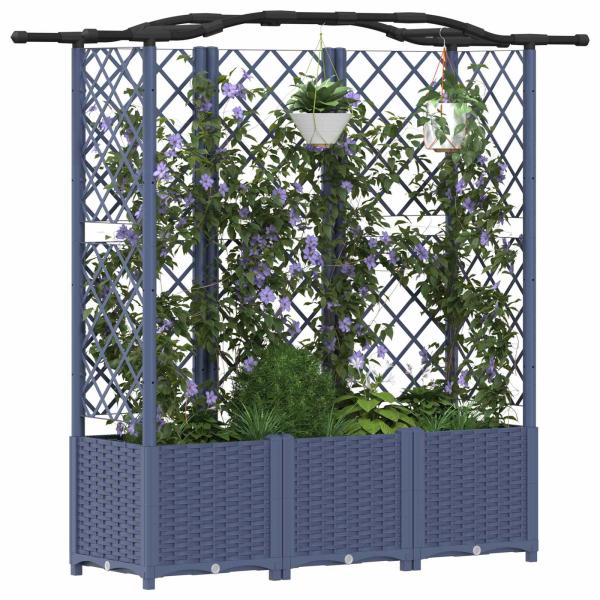 Hochbeet mit Rankgitter und Dach Grau 163 x 40 x 138 cm PP