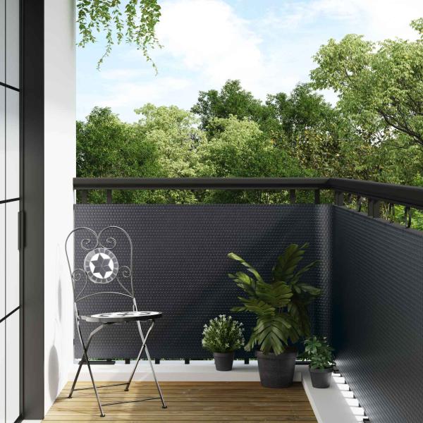 ARDEBO.de - Balkonsichtschutz Dunkelgrau 600 x 90 cm Poly-Rattan