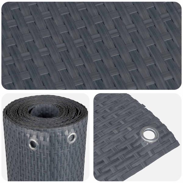 Balkonsichtschutz mit Ösen 300 x 100 cm Poly-Rattan Anthrazit