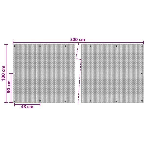 Balkonsichtschutz mit Ösen 300 x 100 cm Poly-Rattan Anthrazit