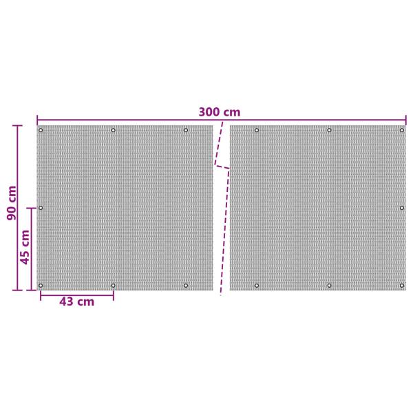 Balkonsichtschutz mit Ösen 300 x 90 cm Poly-Rattan Schwarz