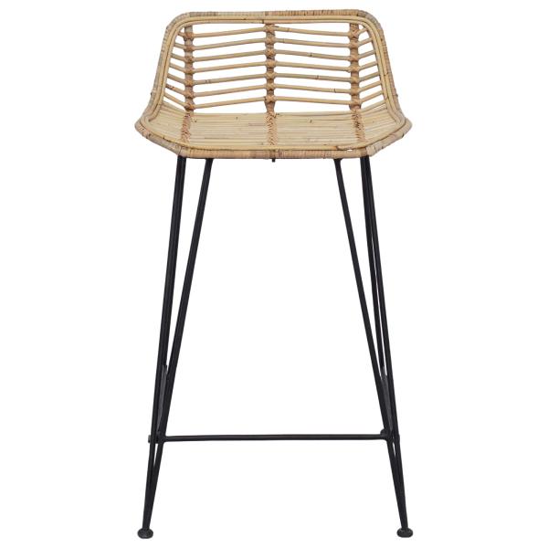 Barhocker 2 Stk. Natur 44 x 45 x 76 cm Rattan und Stahl