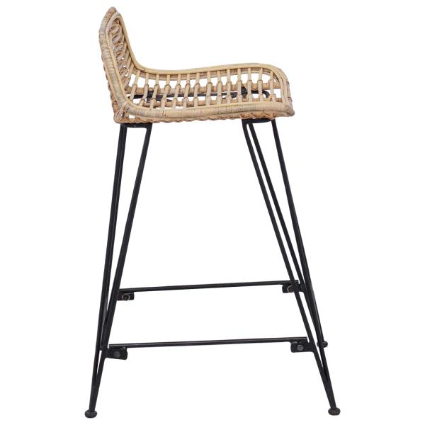 Barhocker 2 Stk. Natur 44 x 45 x 76 cm Rattan und Stahl