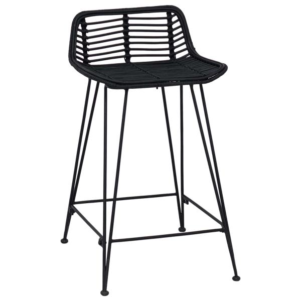 Barhocker 2 Stk. Schwarz 44 x 45 x 76 cm Rattan und Stahl