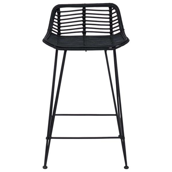 Barhocker 2 Stk. Schwarz 44 x 45 x 76 cm Rattan und Stahl