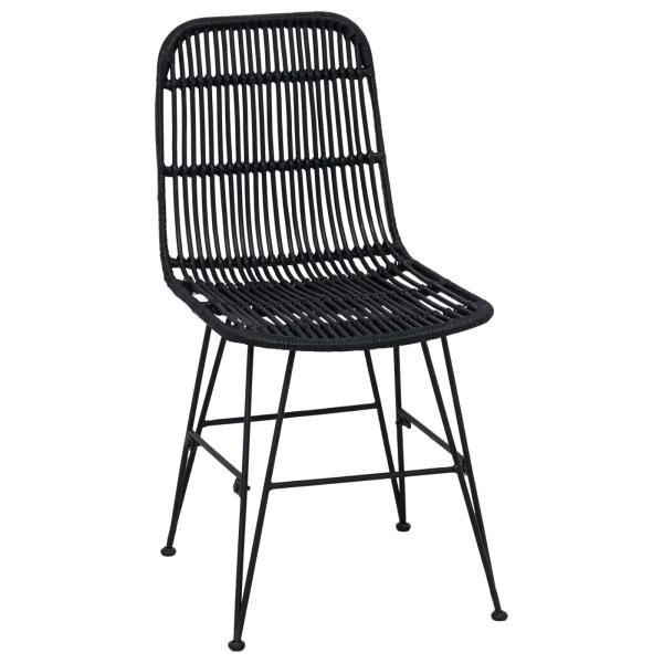 Esststuhl 2 stk. Rattan und Stahl Schwarz 41 x 55 x 85 cm