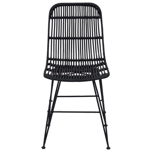 Esststuhl 2 stk. Rattan und Stahl Schwarz 41 x 55 x 85 cm