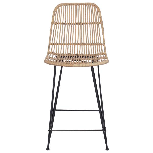 Barhocker 2 Stk. Natur 44 x 54 x 96 cm Rattan und Stahl